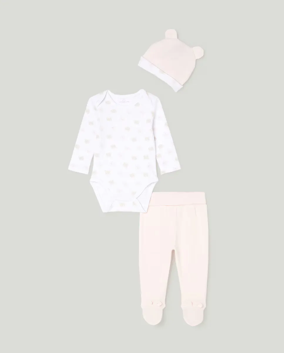 

Комплект из трех предметов для девочки Cotton Juice, розовый