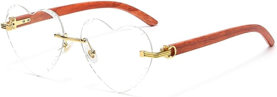 

Солнцезащитные очки в форме сердца с металлической оправой без рамок, модные женские очки, подарок для мужчин, очки для вождения и вечеринок JWMSXYQR, C03-gold Transparent