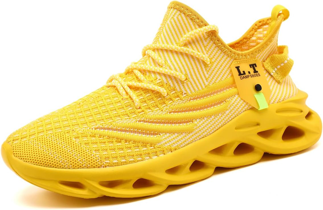 

Мужские кроссовки FUJEAK для бега, повседневного ношения, тенниса, прогулок, тренировок, походов, спортивного зала, слипоны, нескользящие, для работы, бега, с амортизацией, легкие, удобные, для разных видов спорта, желтый