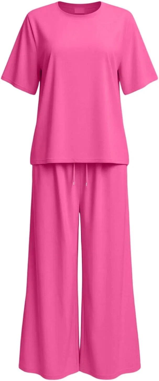 Спортивный костюм с топом и широкими брюками, Hot Pink — фото 4