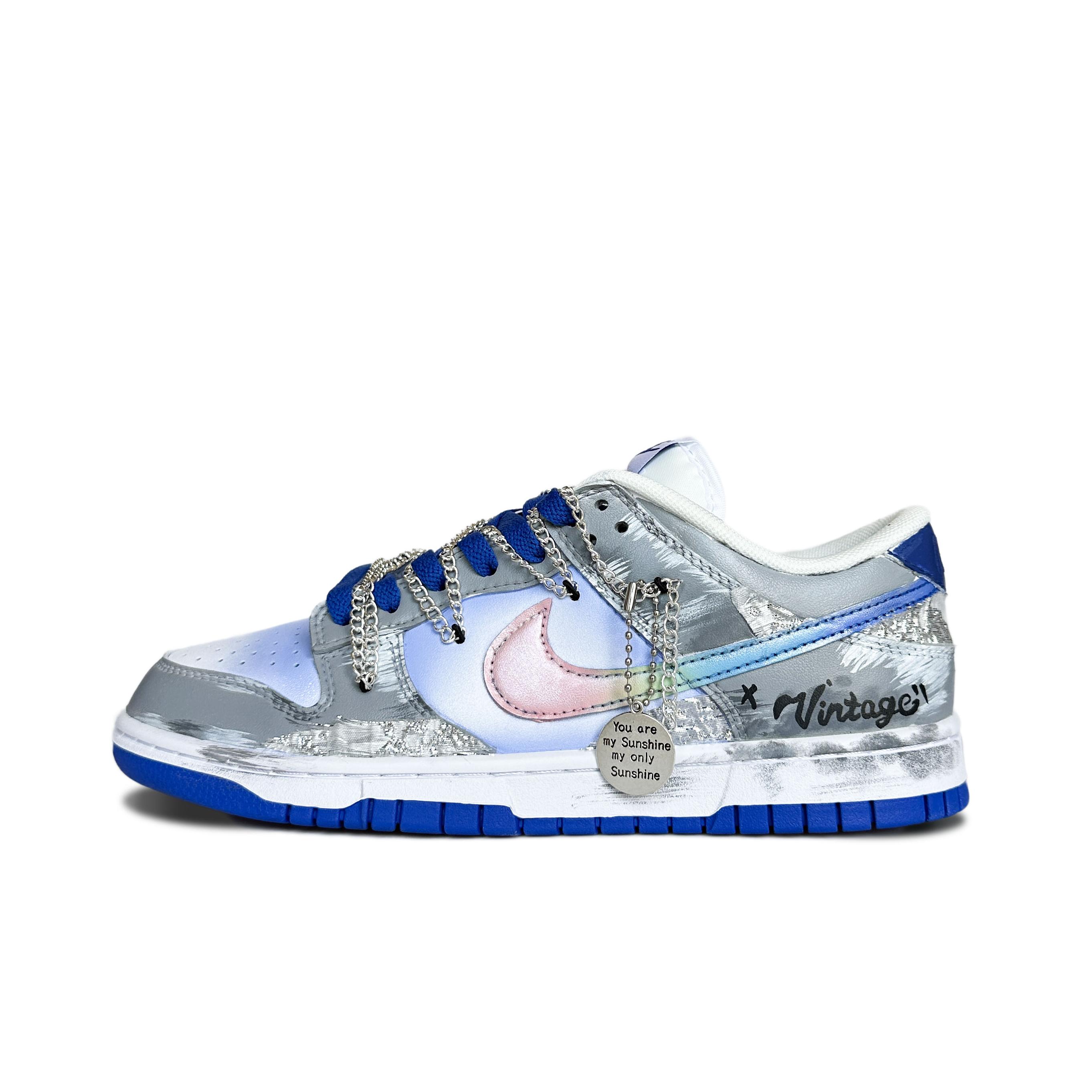 

Кроссовки Nike Dunk Skateboard Shoes Men Low-Top White Blue, синий