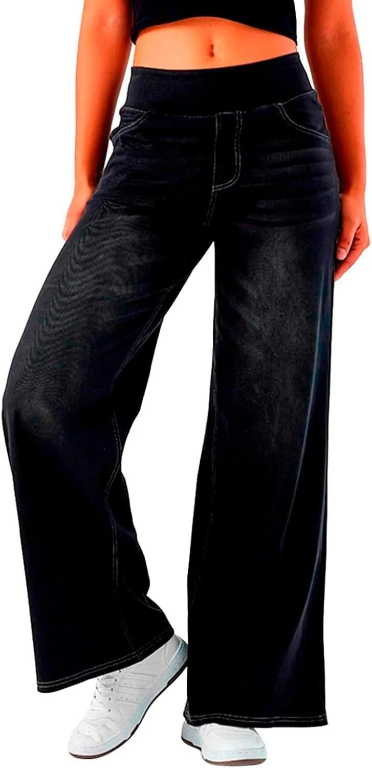 Джинсы-джоггеры женские Plus Size Wide Leg Stretchy High Waisted — фото 2