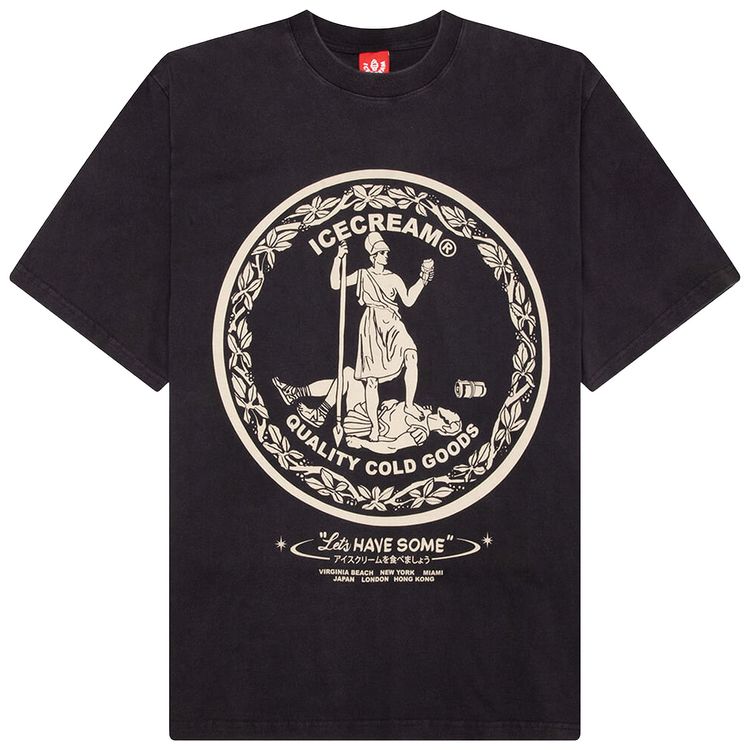 

Вязаная трикотажная футболка оверсайз с короткими рукавами «Угольный рисунок» с изображением тюленя-мороженого Icecream, серый