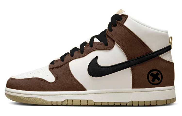 

Кроссовки Nike Dunk Skateboarding Shoes Men High-top Black/White/Brown, коричневый