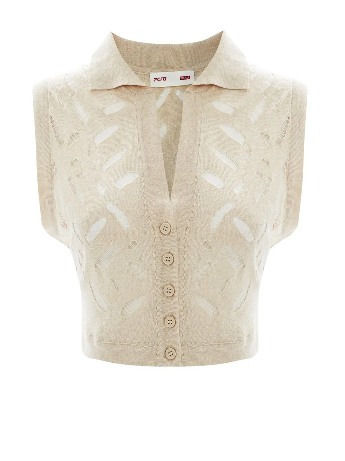 

Обрезанный рваный трикотажный топ - туман PCFG, бежевый