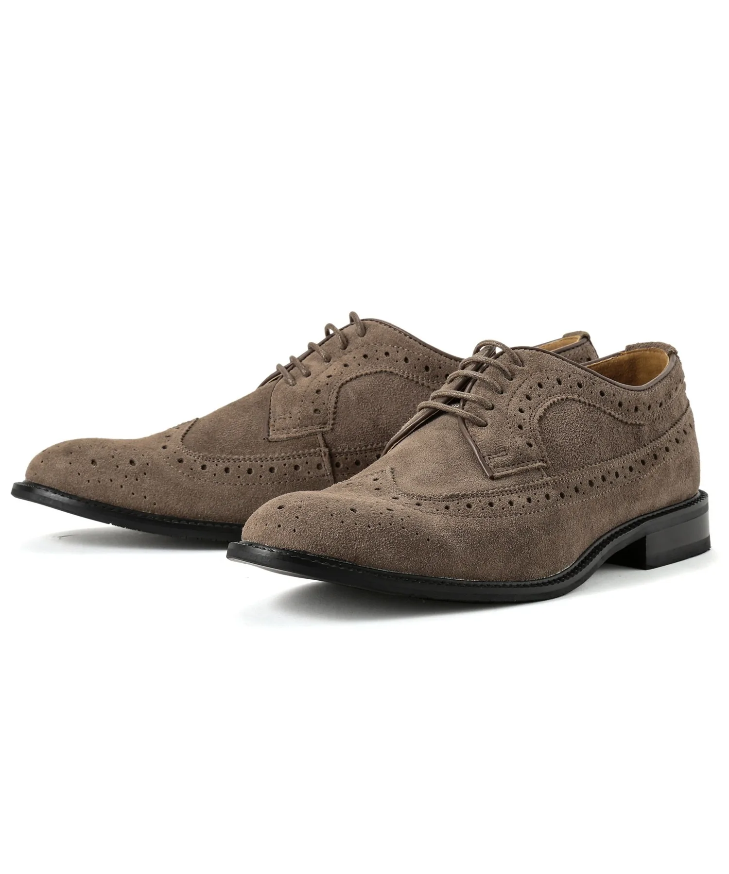 Мужские туфли дерби GUIONNET Wing Tip из замши серые — фото 2