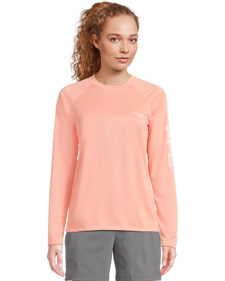 

Футболка Columbia Tidal Tee Heather Long, цвет Tiki Pink Heather/White Logo