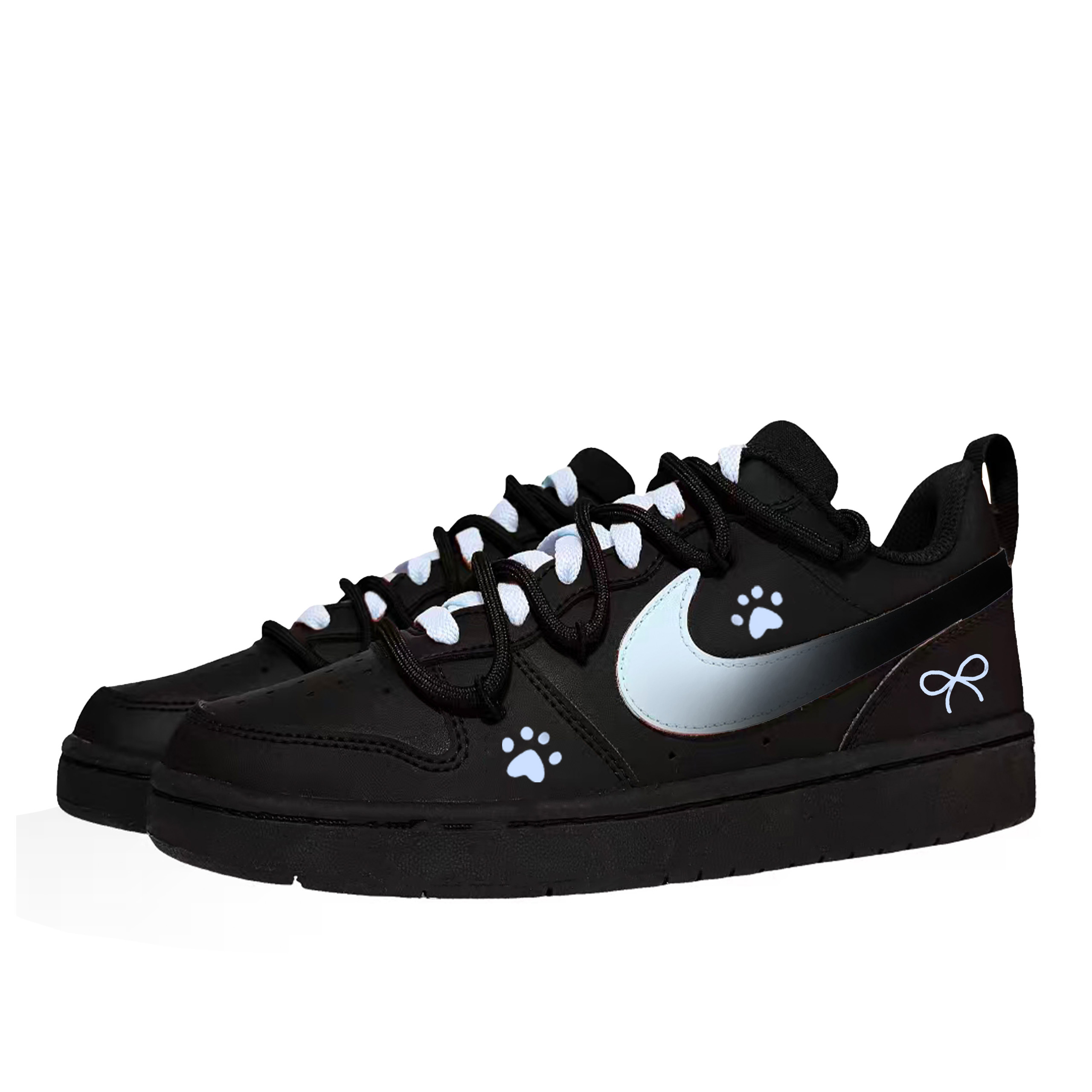 Court Borough Mist Blue Cat Paw нескользящие устойчивые к истиранию низкие детские скейтбординг кроссовки для подростков Nike, синий/черный — фото 4