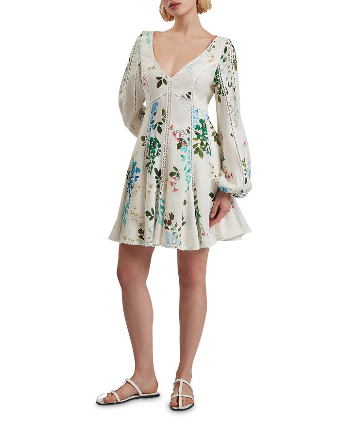

Платье Belvida из льна с цветочным кружевным кантом Ted Baker, белый