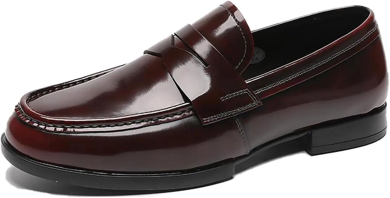Лоферы кожаные глянцевые, Classic Moc Toe Business Casual, красный BEMNRVT