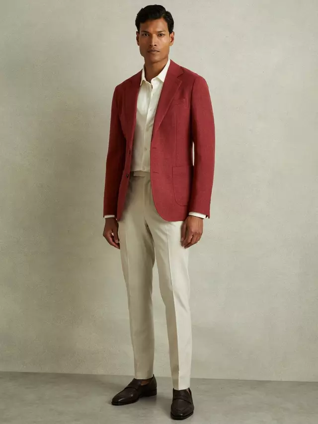 

Блейзер Reiss Attire Textured Wool, цвет rust/red
