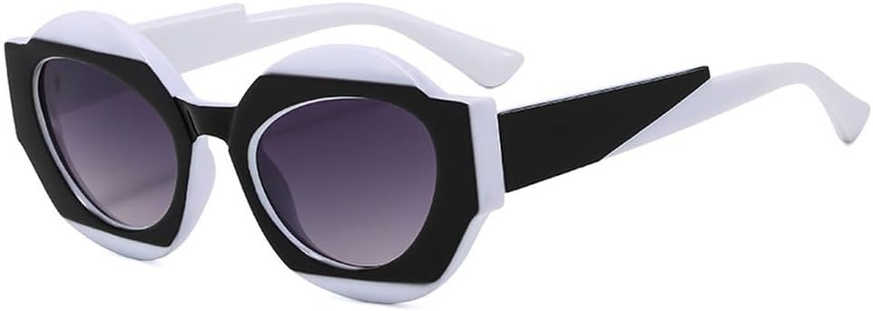 

Ретро уникальные двухцветные овальные солнцезащитные очки для женщин, модные прозрачные градиентные линзы, защита от УФ-излучения UV400, мужские солнцезащитные очки в стиле панк с леопардовым принтом TKKTLLT, White Black Gray
