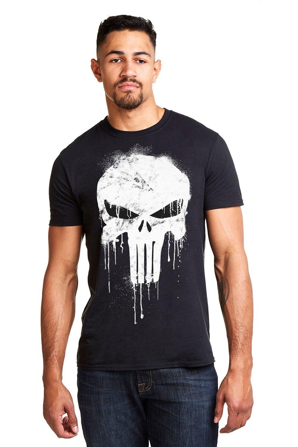 

Хлопковая футболка Punisher Skull Marvel, черный