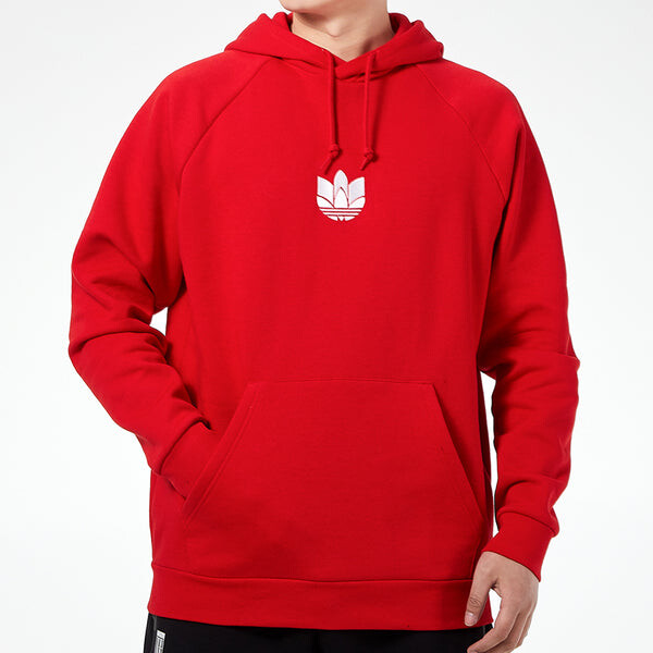 Толстовка adidas originals 3d Trefoil Hood Logo Printing Fleece Lined Stay Warm Sports Red, красный — фото 3