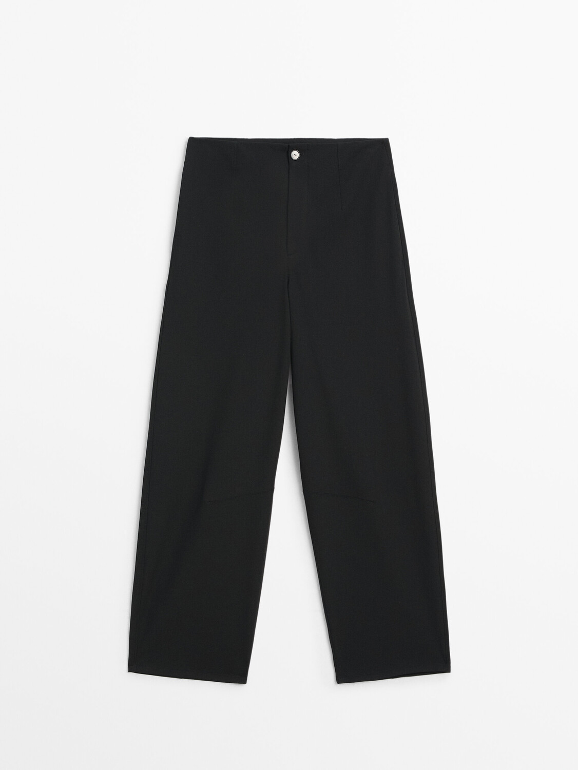 

Укороченные брюки-бананы из высокотехнологичной ткани Massimo Dutti, черный