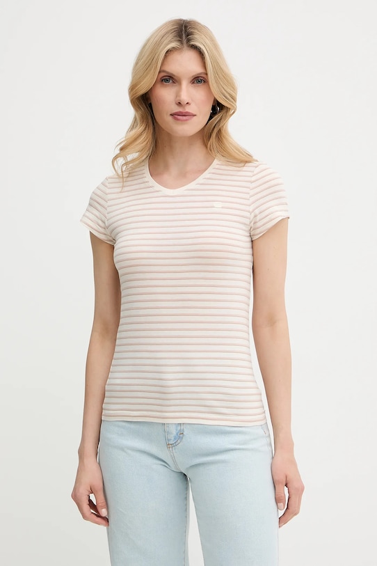 

Футболка из необработанного хлопка в полоску, модель eyben slim vt 2.0 G-Star, бежевый