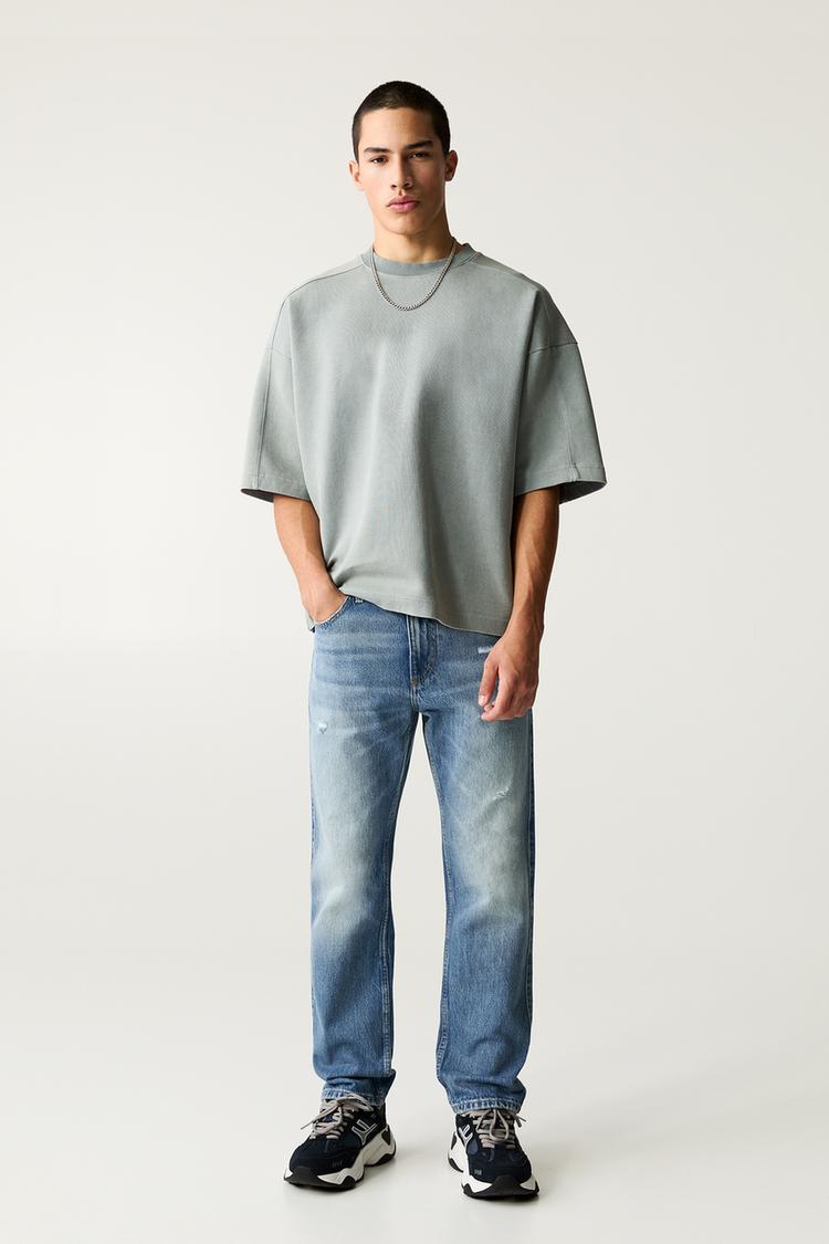 

Прямые винтажные джинсы Pull And Bear, синий