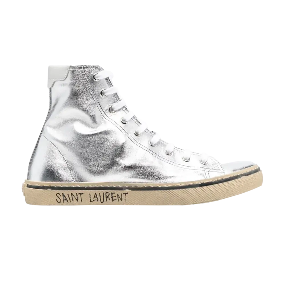 Ботинки Saint Laurent Malibu Mid, серебро