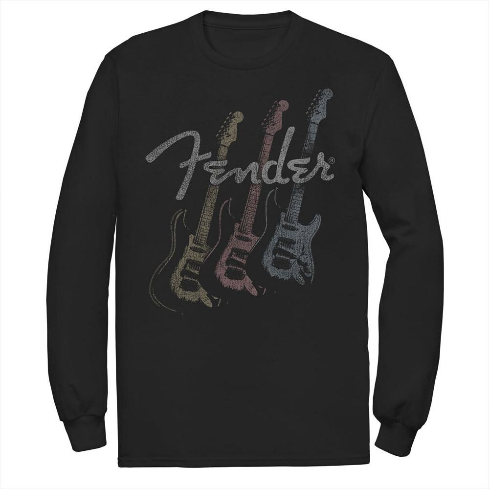 

Мужская футболка Fender Triple Guitar с длинными рукавами и графическим рисунком Licensed Character, черный