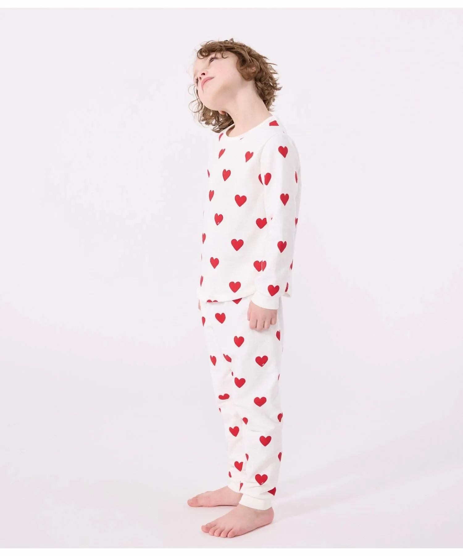 Пижама с длинными рукавами и принтом в виде сердечек PETIT BATEAU, Off-white/red — фото 3