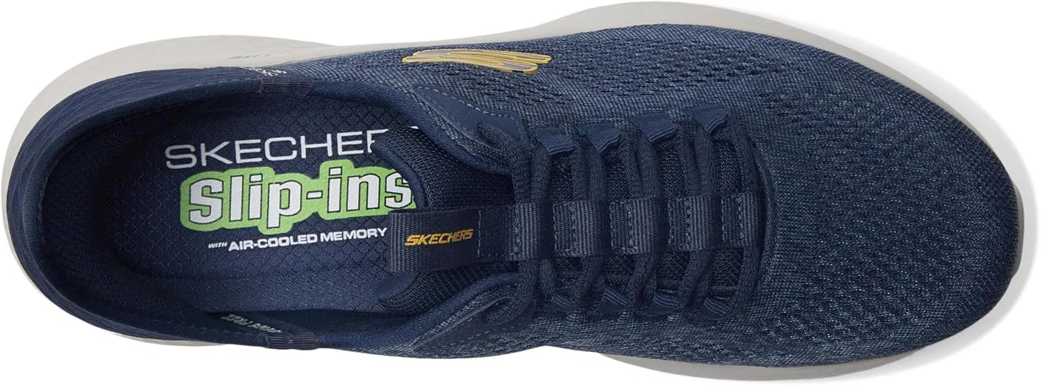 Мужские кроссовки Skechers Skech-lite Pro Primebase Hands Free Slip-in, Navy Lime Green — фото 3