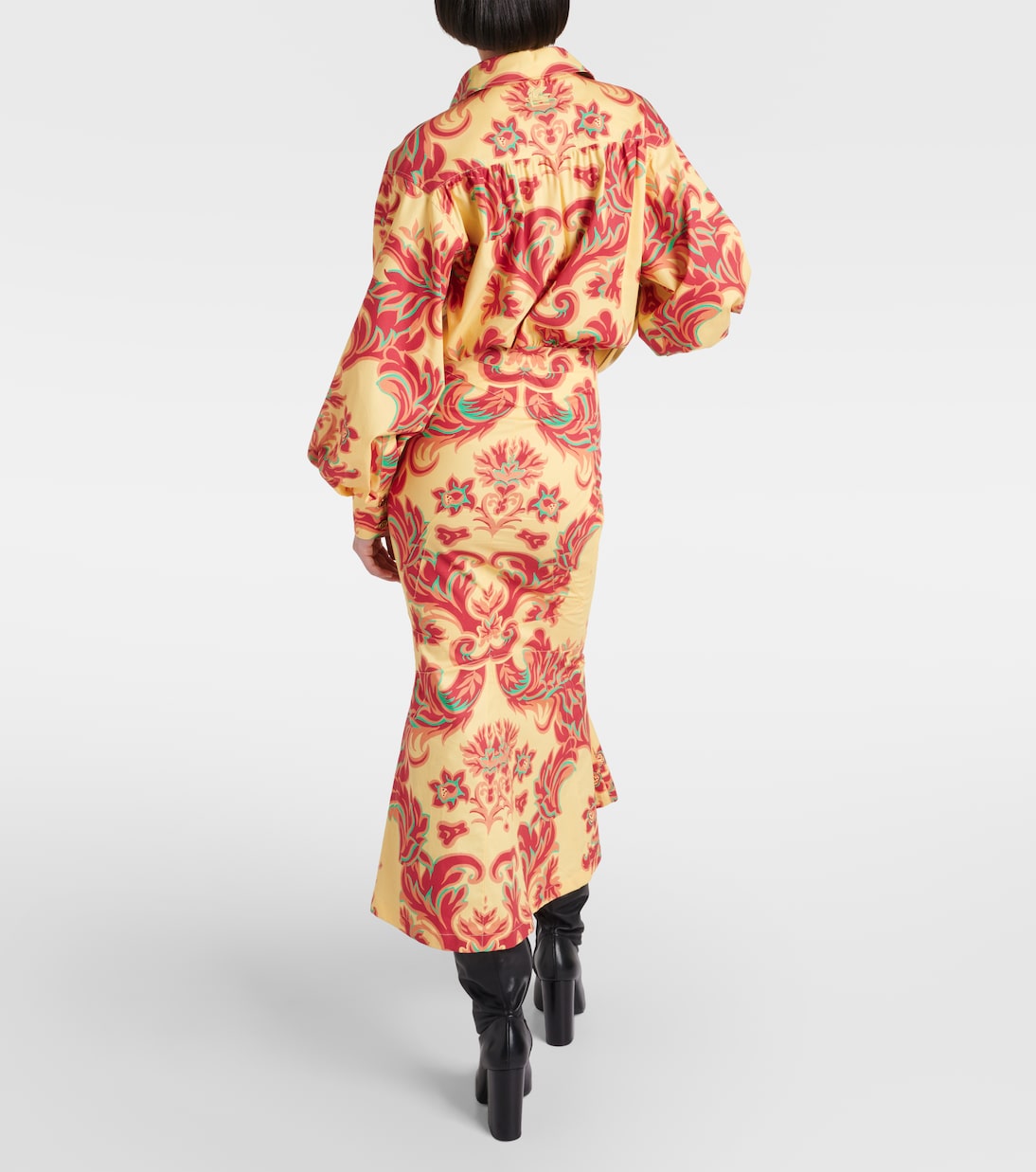 Платье макси из принтованного хлопка и шелка Etro, Print On Yellow Base — фото 3