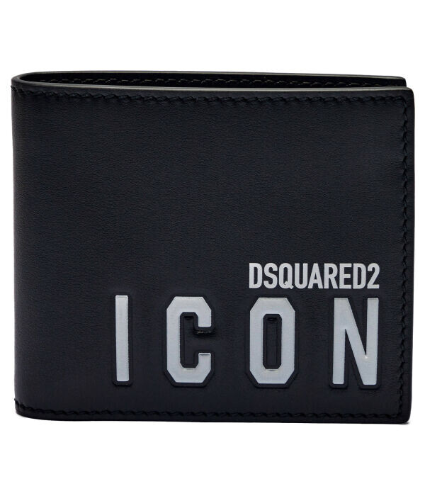 

Кошелек мужской Dsquared2 кожаный с надписью, черный