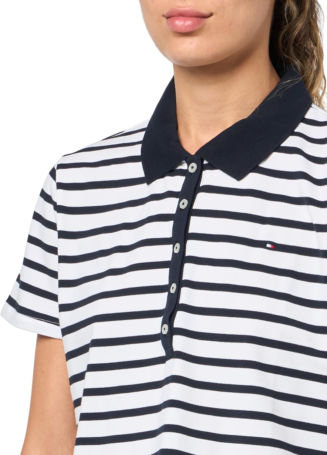 Женская футболка-поло Tommy Hilfiger, Bright White/ Sky Captain — фото 3