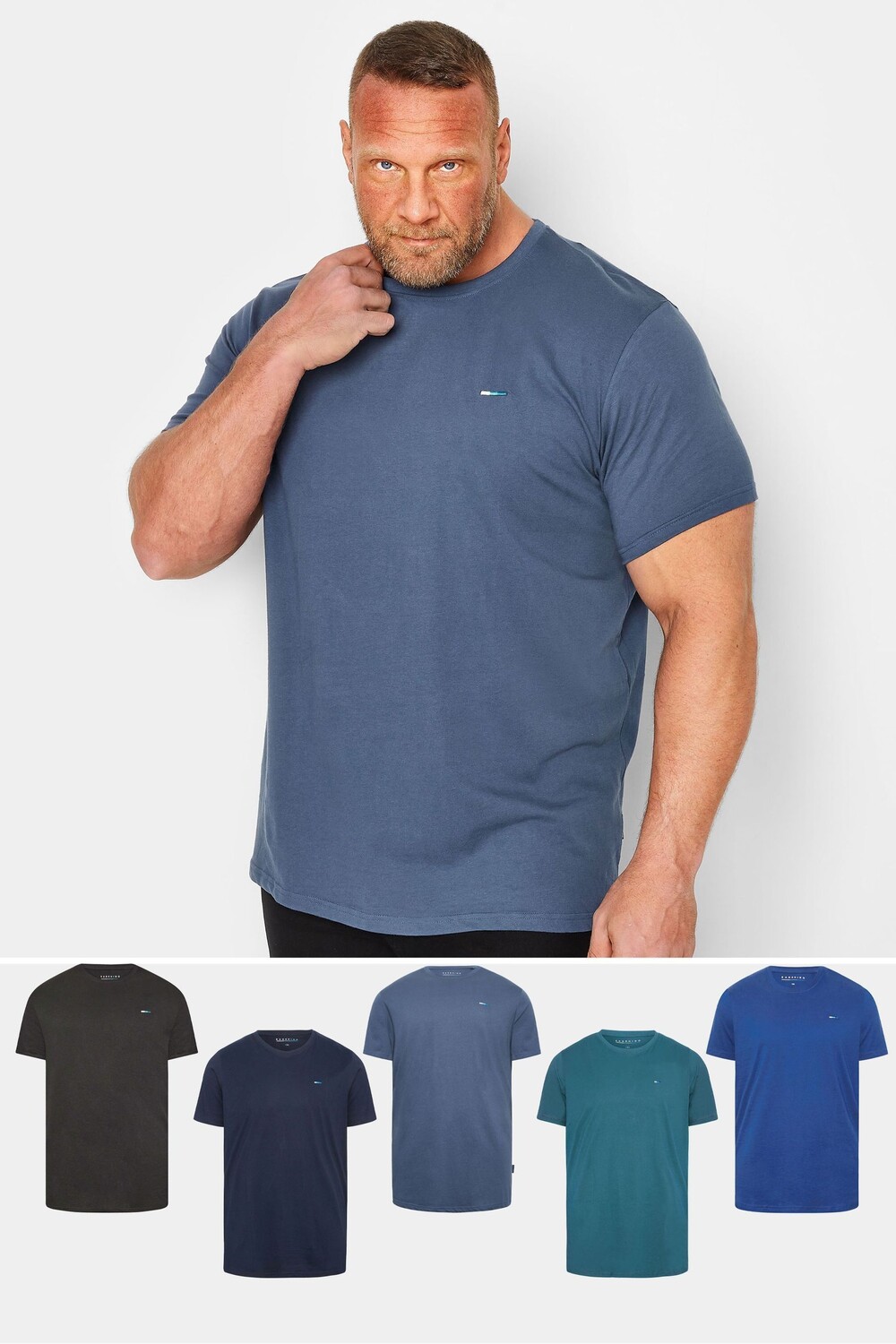 

Базовые футболки 5 шт в упаковке Badrhino Big & Tall, синий