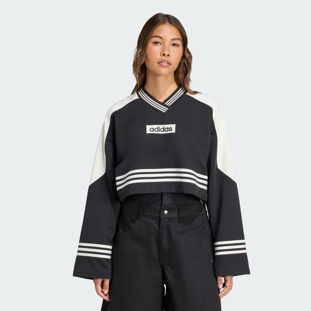 

Толстовка Adidas Blocking Crewneck Sweatshirt, цвет Black/Off White
