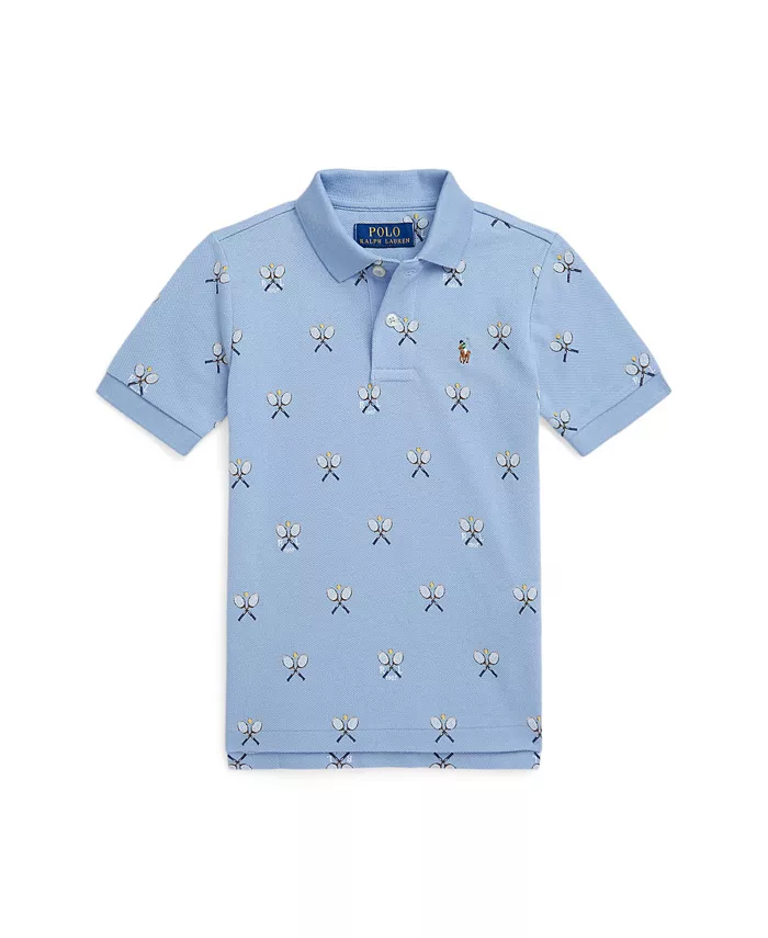 

Детская и мальчиковая теннисная поло с сетчатым принтом Polo Ralph Lauren, синий