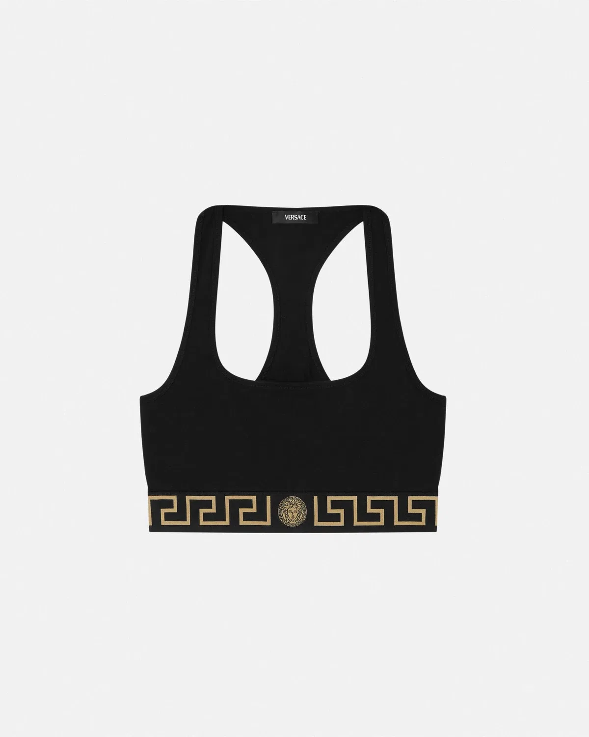 Бралетт с круглым вырезом и бордюром Greca VERSACE, черный