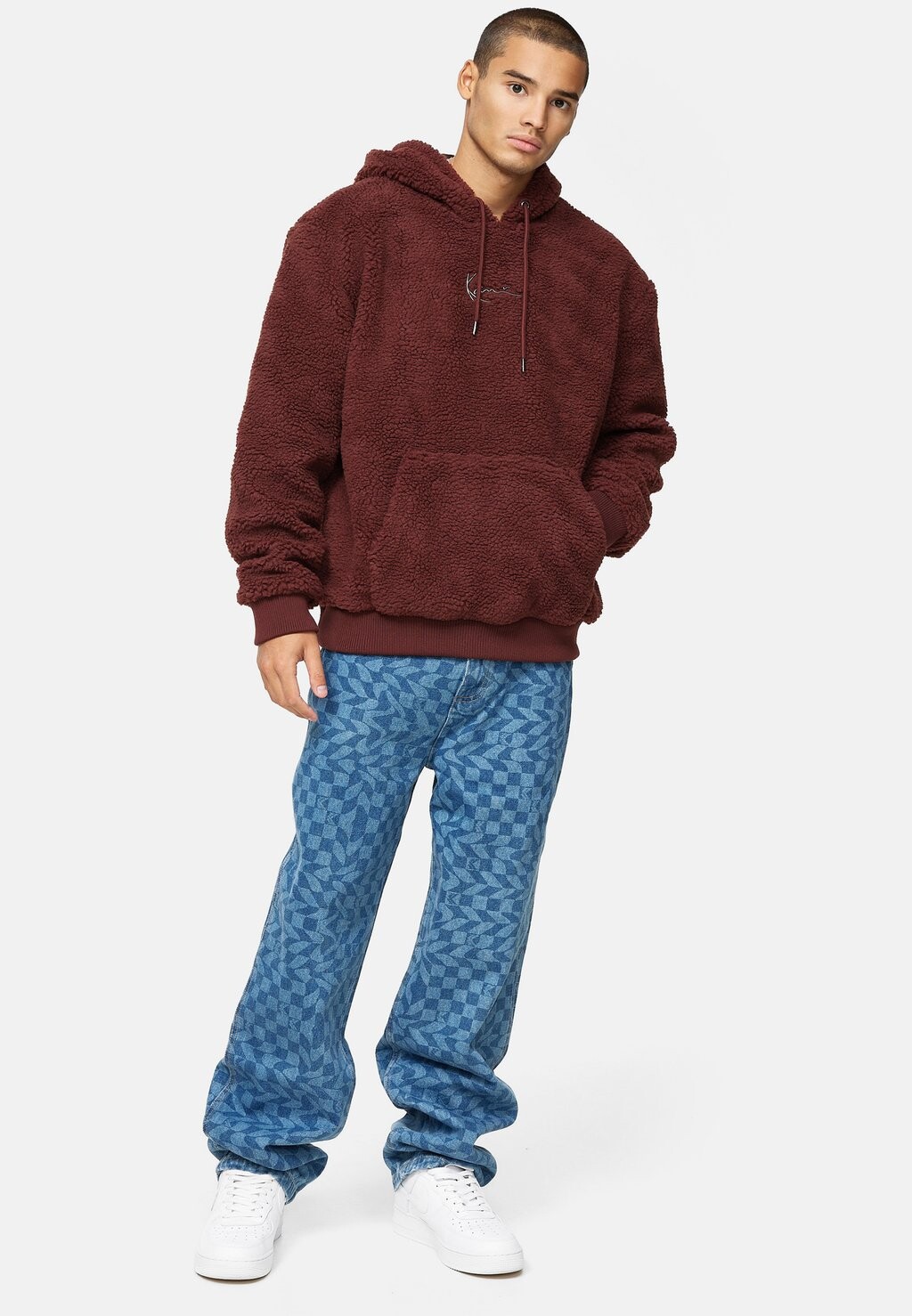 

Толстовка SMALL SIGNATURE TEDDY HOODIE Karl Kani, винно-красный