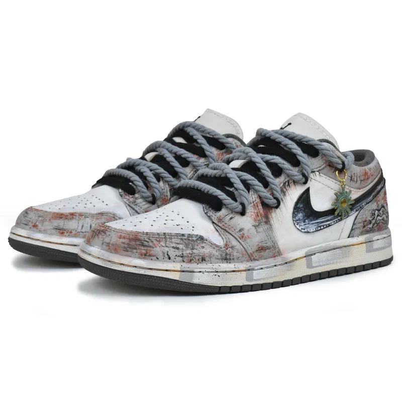 Кроссовки баскетбольные Jordan Air 1 Gray White Red — фото 4