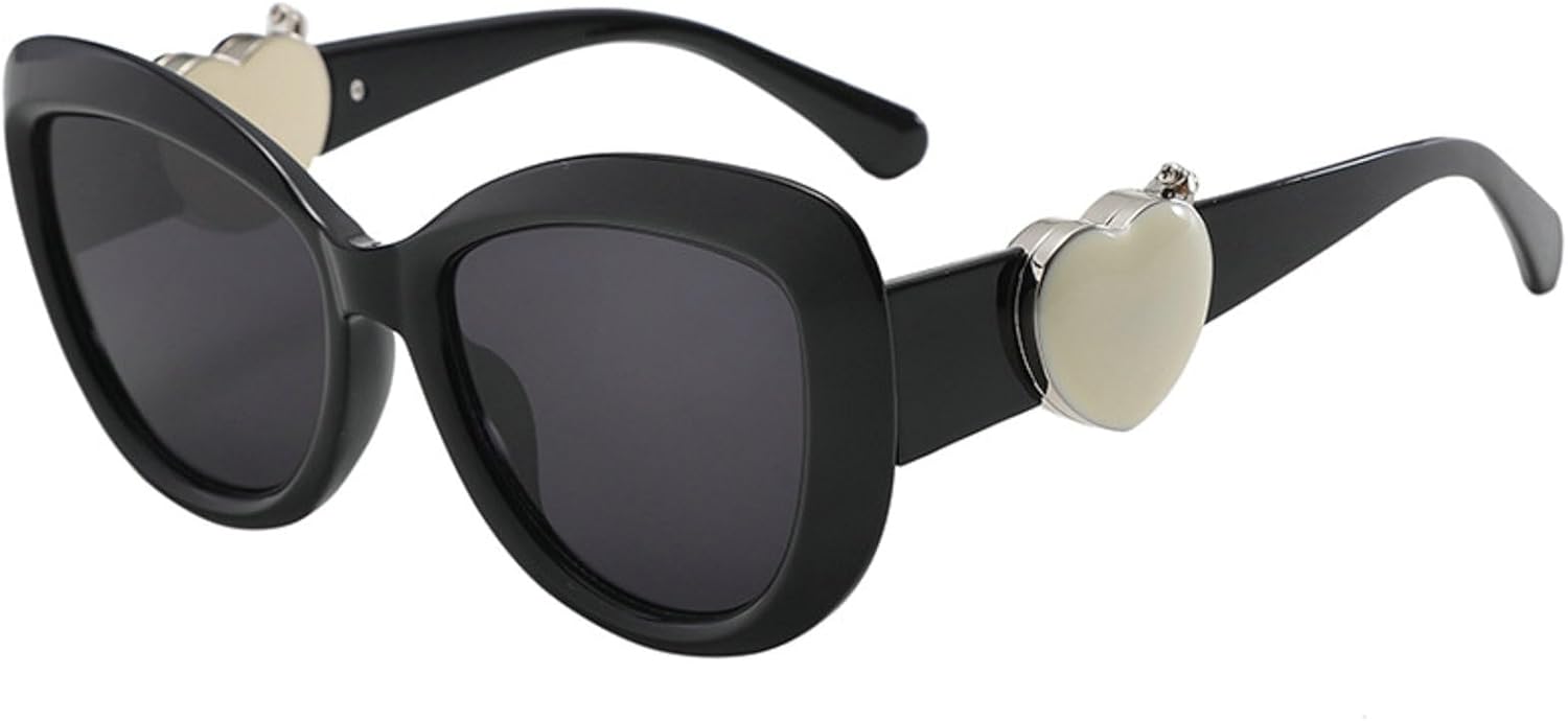 

Модные солнцезащитные очки большого размера «кошачий глаз» для женщин и мужчин, стильные солнцезащитные очки в форме сердца с защитой от УФ-излучения UV400 mincl, Black