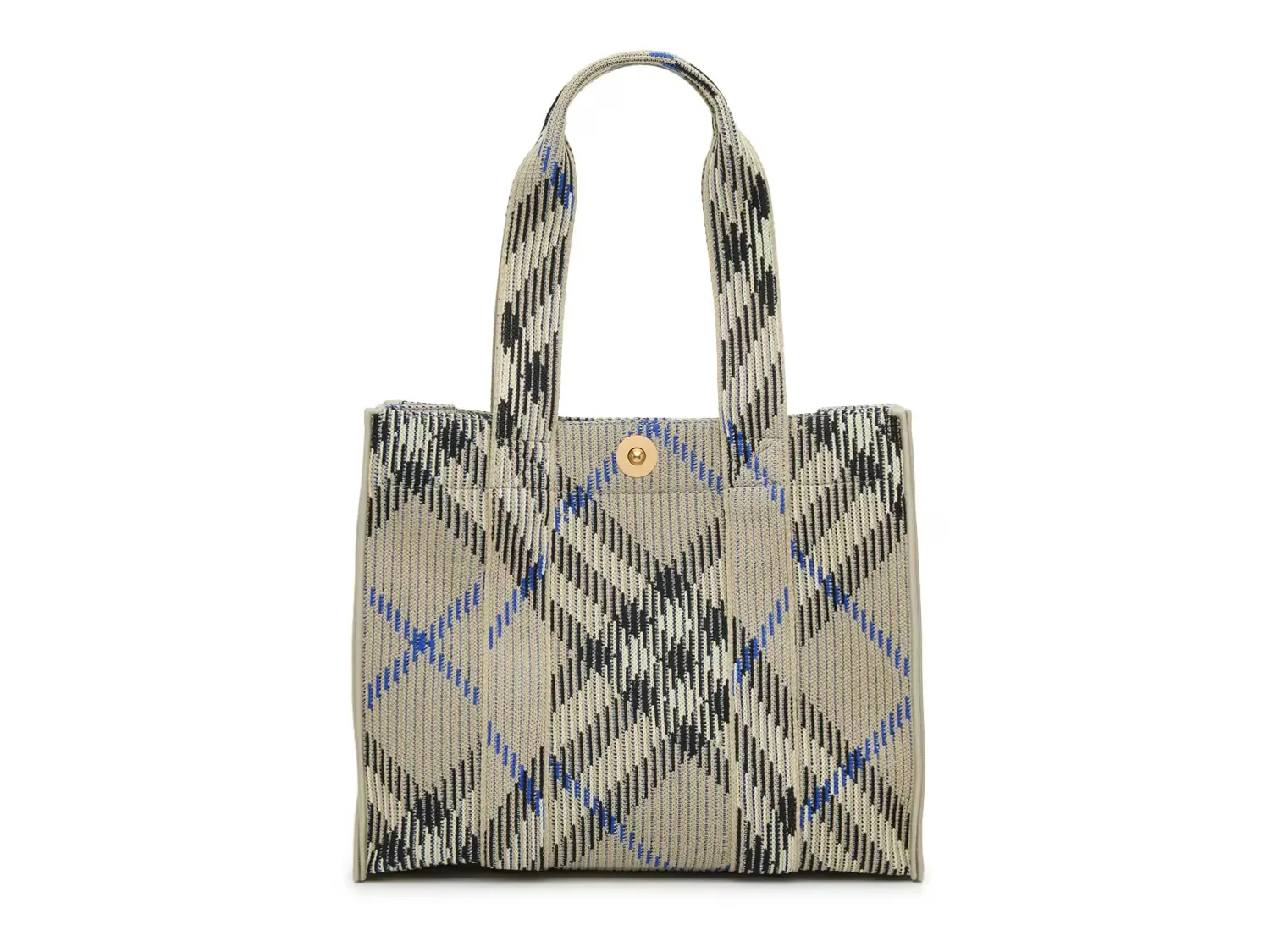 

Маленькая вязаная клетчатая сумка-тоут Burberry, Light Grey Plaid Print