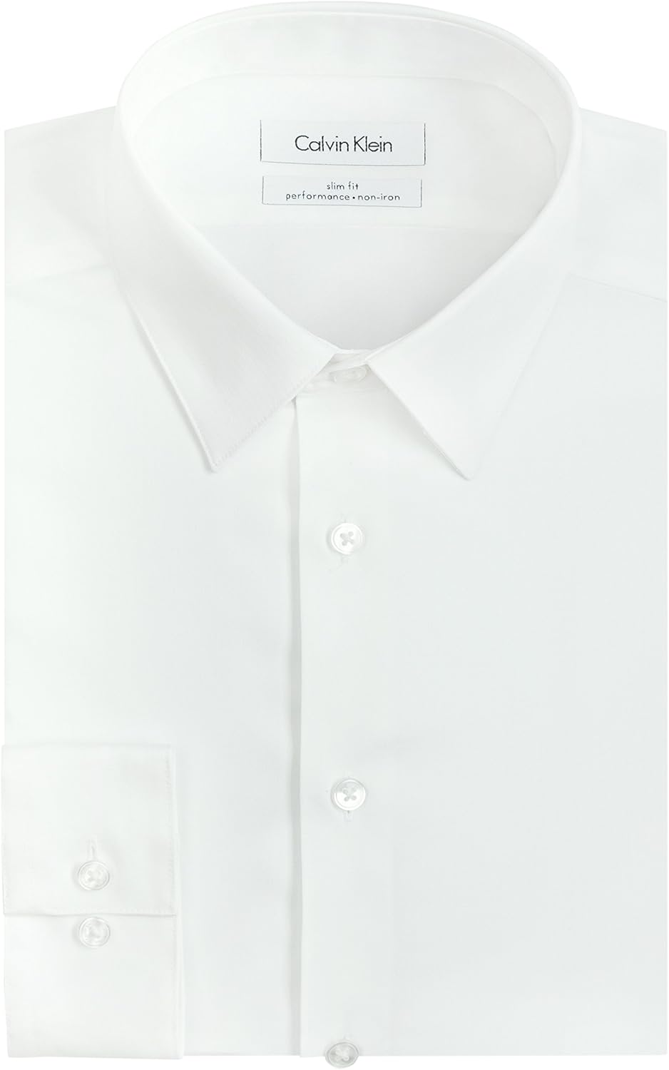 Мужская рубашка Calvin Klein Slim Fit с рисунком «елочка» без желтизны, White — фото 3