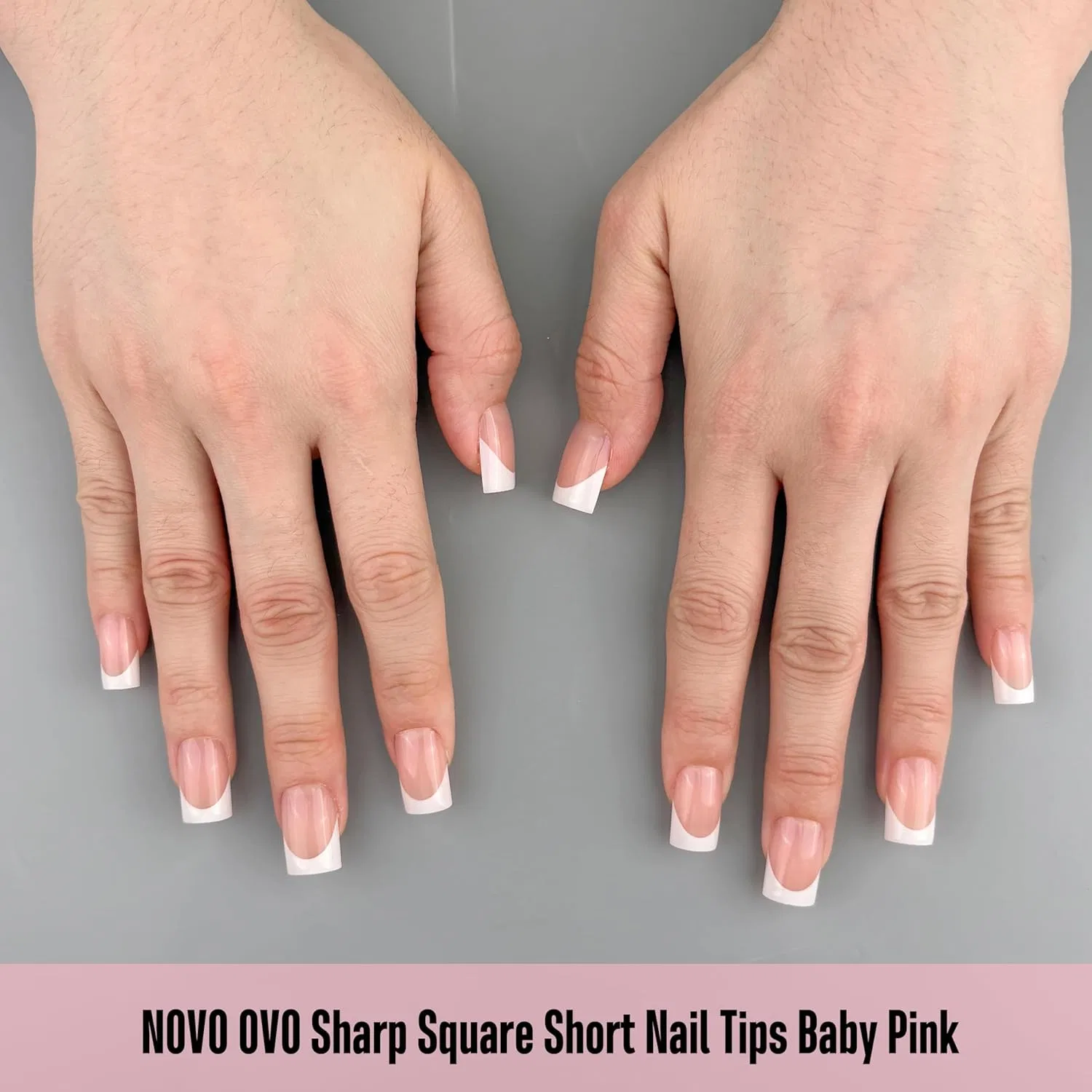 Накладные ногти «Short Sharp Square White French Tip» от NOVO OVO (240 шт.) Novo Ovo, Short Sharp Square Nail Tips White French Tip Baby Pink_Eu — фото 4