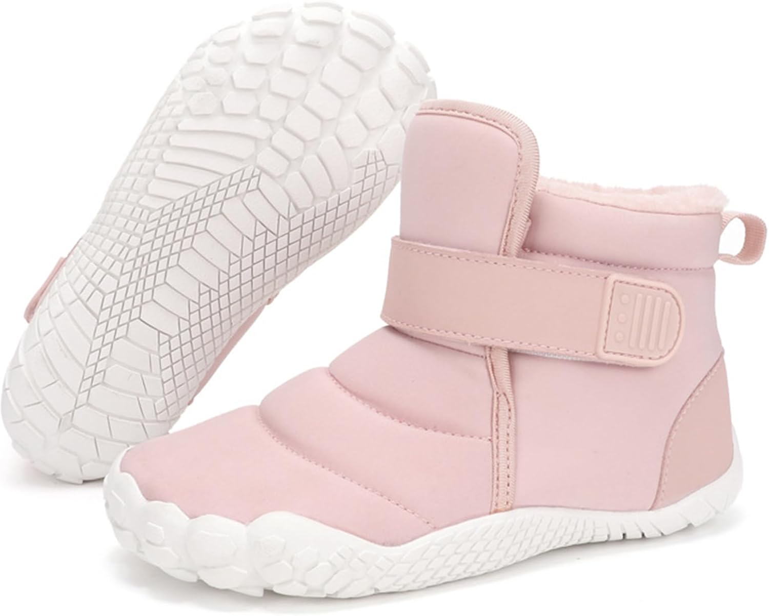 

Утепленные зимние ботинки для детей мальчиков и девочек, удобные с широким носком, с теплой подкладкой и рифленой подошвой, подходящие для зимы и прогулок на улице BANGTEUO, Pink
