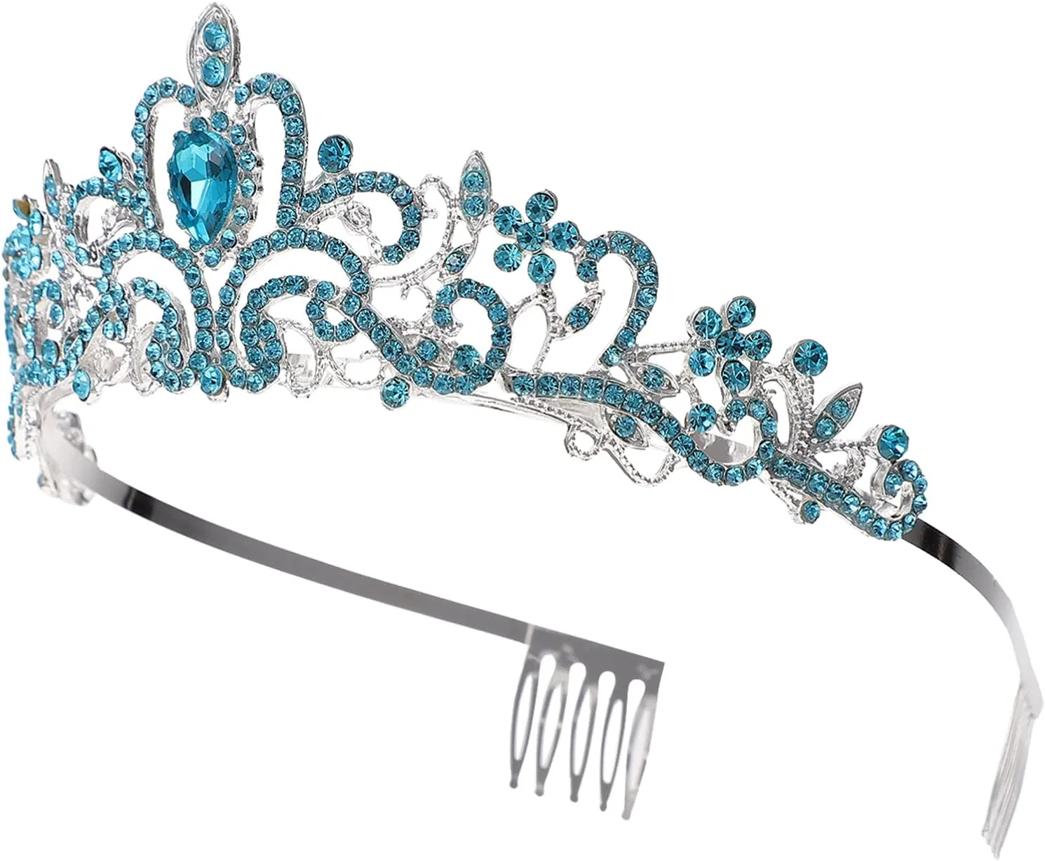 Диадема для невесты с кристаллами Beaupretty синяя