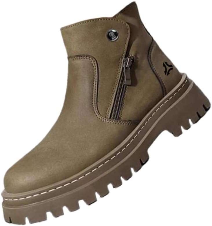 

Мужские высокие повседневные короткие ботинки - Челси - Нескользящие и прочные - Зимняя обувь для мужчин Fmshi, светло-коричневый