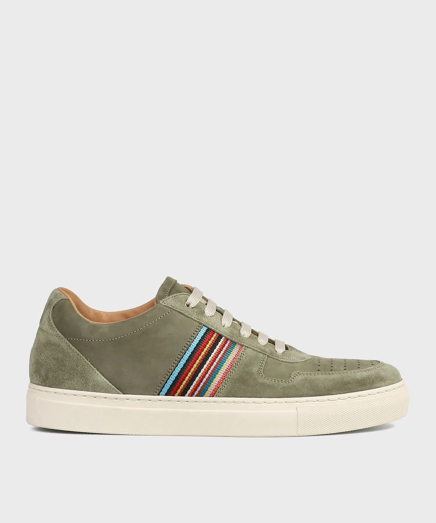 Мужские кожаные кроссовки Paul Smith Signature Stripe зелёные