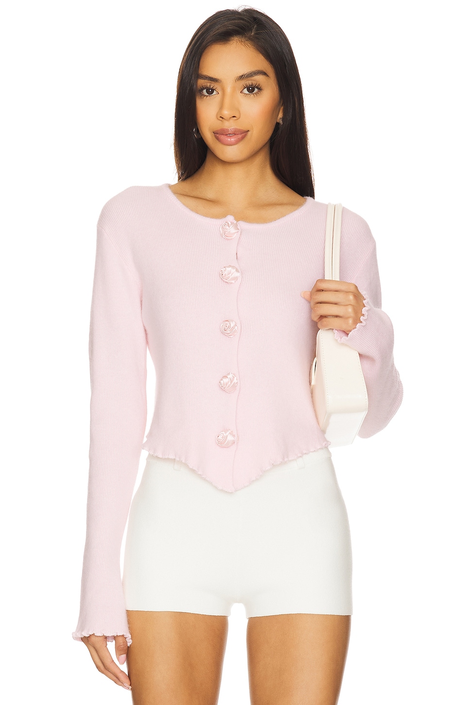 

Вязаный кардиган с розетками Bubish, baby pink