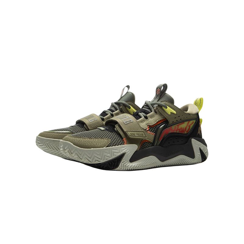 LINING YOUNG Детские баскетбольные кроссовки low top Black Green, нескользящие, износостойкие — фото 4