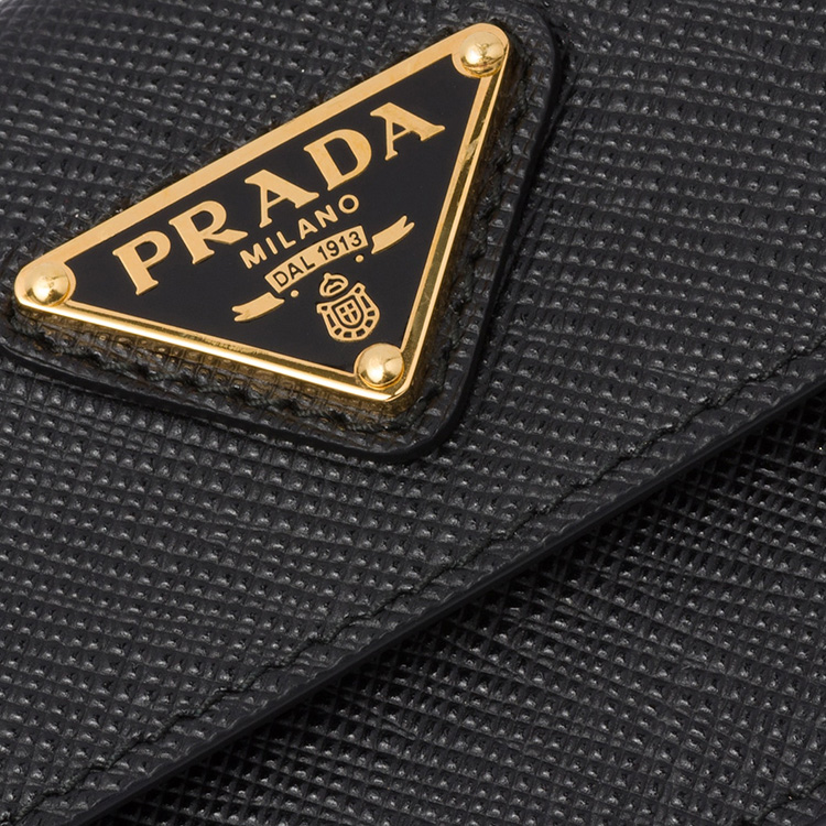 Кардхолдер из сафьяновой кожи Prada для женщин черный — фото 4