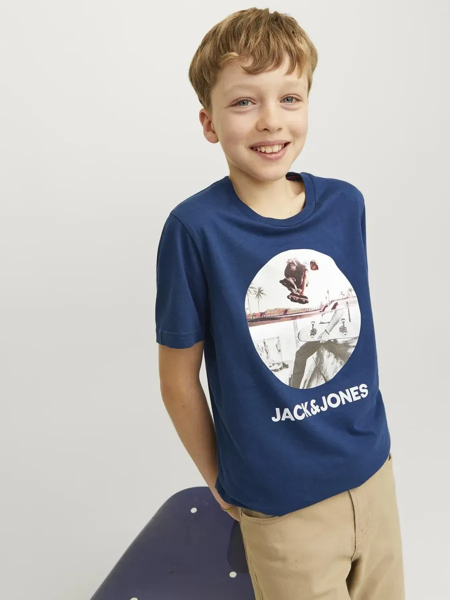 

Рубашка с круглым вырезом для подростков Jack & Jones "JJNAVIN TEE SS CREW NECK" Jack & Jones Junior, синий