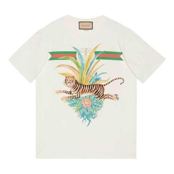 

Футболка GUCCI SS22 GG Men Tiger Cotton T-Shirt 'White', белый