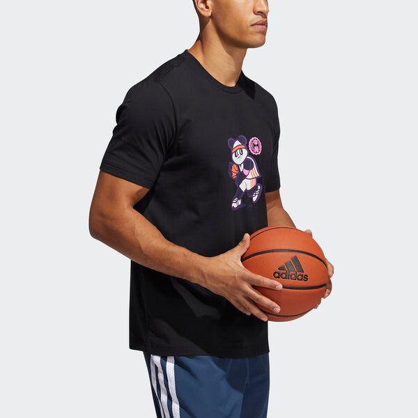 Футболка panda tee funny cartoon printing basketball sports round neck short sleeve black Adidas, черный — фото 4