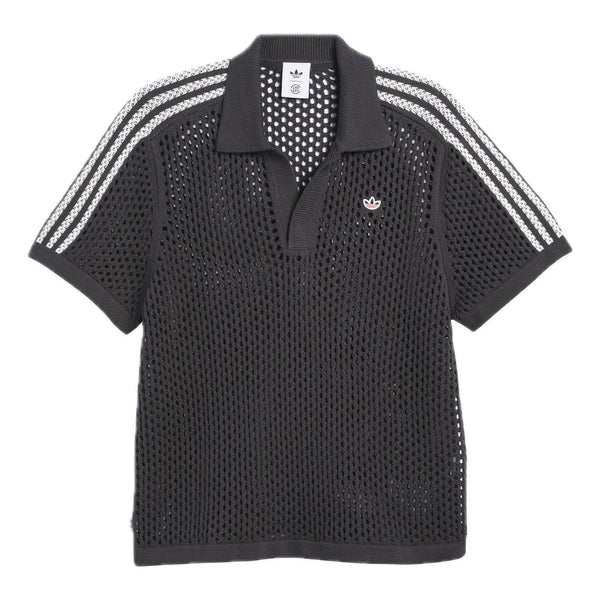 

Рубашка поло x clot fw24 crochet polo shirt asia sizing 'carbon' Adidas, черный