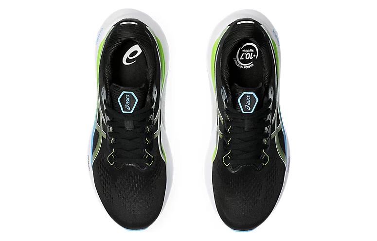 Gel Kayano 30 Black Electric Lime Asics, черный зеленый — фото 4